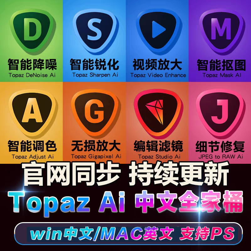 topaz photo AI 全家桶 软件 激活码 最新版简体中文版 原版软件 支持远程 重装可用  现在下单赠送学习教程 自动发货